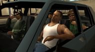 CJ starts operating the vehicle with one hand as soon as his driving skills get better (Image via Rockstar Games)